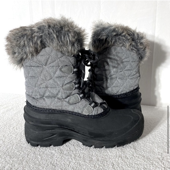 Ice Fields Grey Insulated Mid Calf Winter Boots With said Fur Trim 7 - Picture 9 of 14